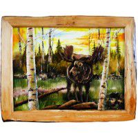 Moose in Birch Wood Wall Art