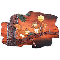 Squirrel Pair Wood Wall Art