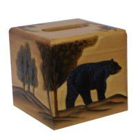 Black Bear Square Tissue Box Cover