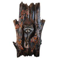 Raccoon in Tree Wood Wall Art