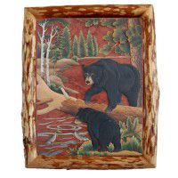 Bears Fishing Wood Wall Art