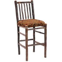 Upholstered Spindle Back Hickory Barstool