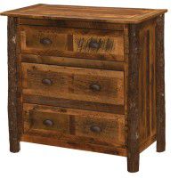 Premium 3 Drawer Barn Wood Dresser with Hickory Legs