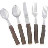 Hickory Flatware with Silver Ends