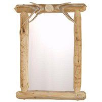 Lodgepole Mirror with Antler Accents