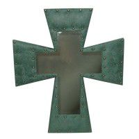 Faux Leather Cross Mirror