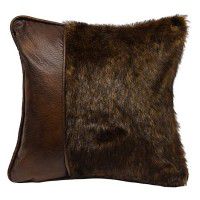 Brown Faux Fur & Leather Pillow