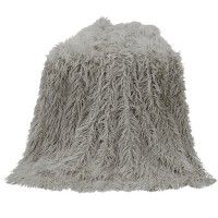 Mongolian Gray Faux Fur Throw