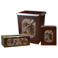 Rustic Pinecone Waste Basket and Tissue Boxes