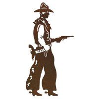Cowboy with Pistol Metal Wall Art