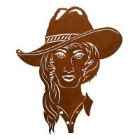 Cowgirl Head Metal Wall Art