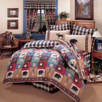 River Fly Fishing Themed Rustic Cabin Lodge Quilt Stitched Bedspread Bedding Set 