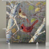 Cardinals in Birch Shower Curtain