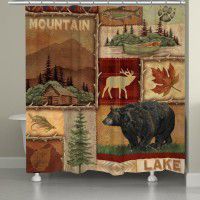 Rustic Shower Curtains Bathroom Decor Bear Moose Elk