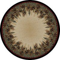 Pine Cone Border Round Rug