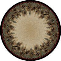 Pine Cone Border Round Rug