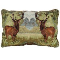 Double Elk Needlepoint Pillow