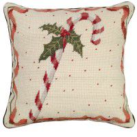 Candy Cane Needlepoint Pillow