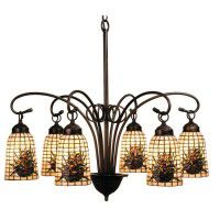 Pine Cone Art Glass 6 Light Chandelier