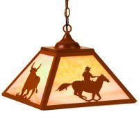 Western Cowboy & Steer Pendant Light