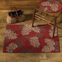 Red Pine Cone Hooked Rug