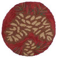 Red Pine Cone Hooked Chair Pad