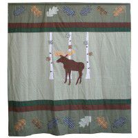 Moose in Birch Shower Curtain