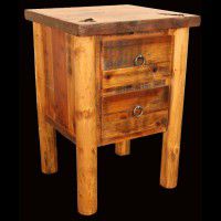 Barn Wood and Log 2 Drawer Nightstand