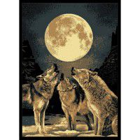 Howling Moon Wolf Area Rug
