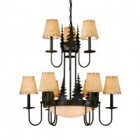 Yosemite Pine Tree 2 Tier Chandelier w/Inverted Bowl