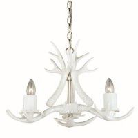 Vail 3 Light White Antler Chandelier