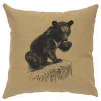 Linen Bear Cub Pillow 16" x 16" (5 colors)