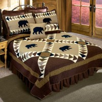 Woodcut Bear Quilted Bedding Set-Queen