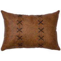 Whiskey Cross Stitch Leather Pillow