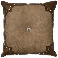 Mushroom with Caribou Corners Leather Pillow