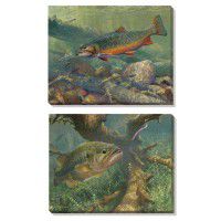 Brook Trout and Largemouth Bass Wrapped Canvas Set