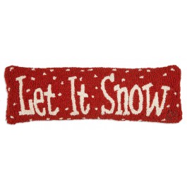 Let it Snow Lumbar Hooked Wool Pillow 8" x 24"