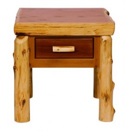 One Drawer Log End Table