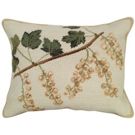 White Currants Needlepoint Pillow