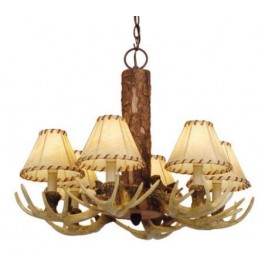 6 Light  Antler Single Tier Chandelier