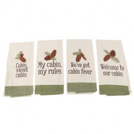 Cabin Sayings Embroidered Dishtowel (4 styles)-DISCONTINUED