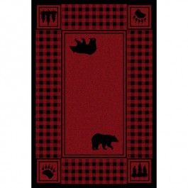 Bear Refuge on Red Area Rugs