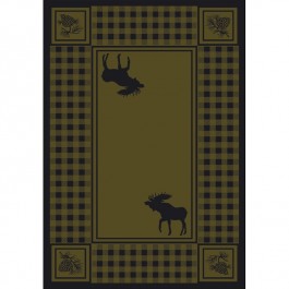 Moose Refuge on Green Area Rugs