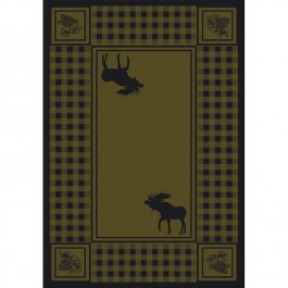 Moose Refuge on Green Area Rugs