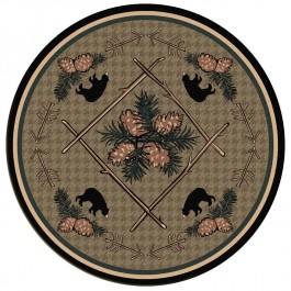 Pine Cone and Bear Round Area Rug