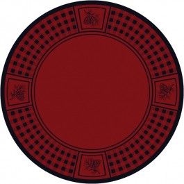 Pine Cone Refuge on Red Round Rug