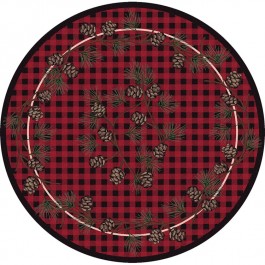 Red Wooded Pines Round Rug