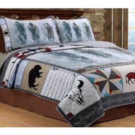 Bison Buffalo Rustic Bed Quilt Set