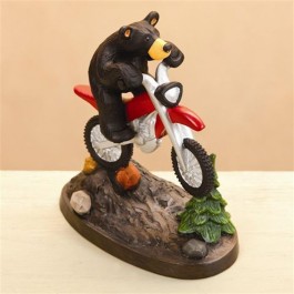 Dirt Bike Bear Figurine