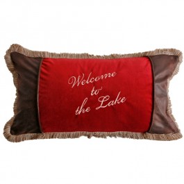 Embroidered Welcome/Lake Pillow
